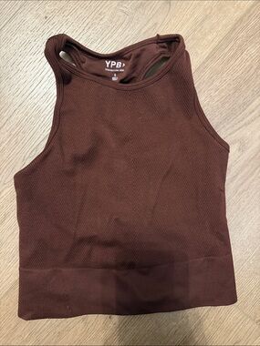 YPB Ribbed High-Neck Workout Top